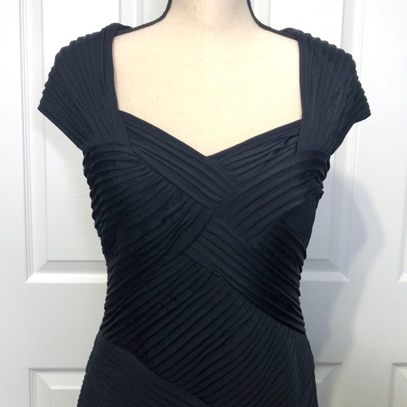 Tadashi Shoji Navy Pintuck Pleated Jersey Dress - Picture 3 of 5